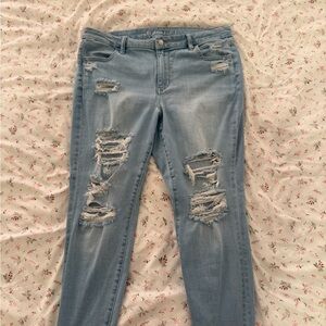 American Eagle Outfitters Ripped Light Blue Skinny Jeans